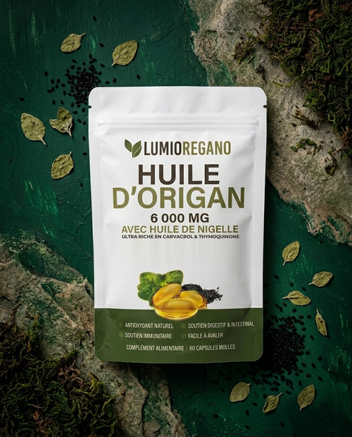 Sachet LUMIOREGANO Huile d'Origan 6 000 mg avec Huile de Nigelle, 60 capsules molles